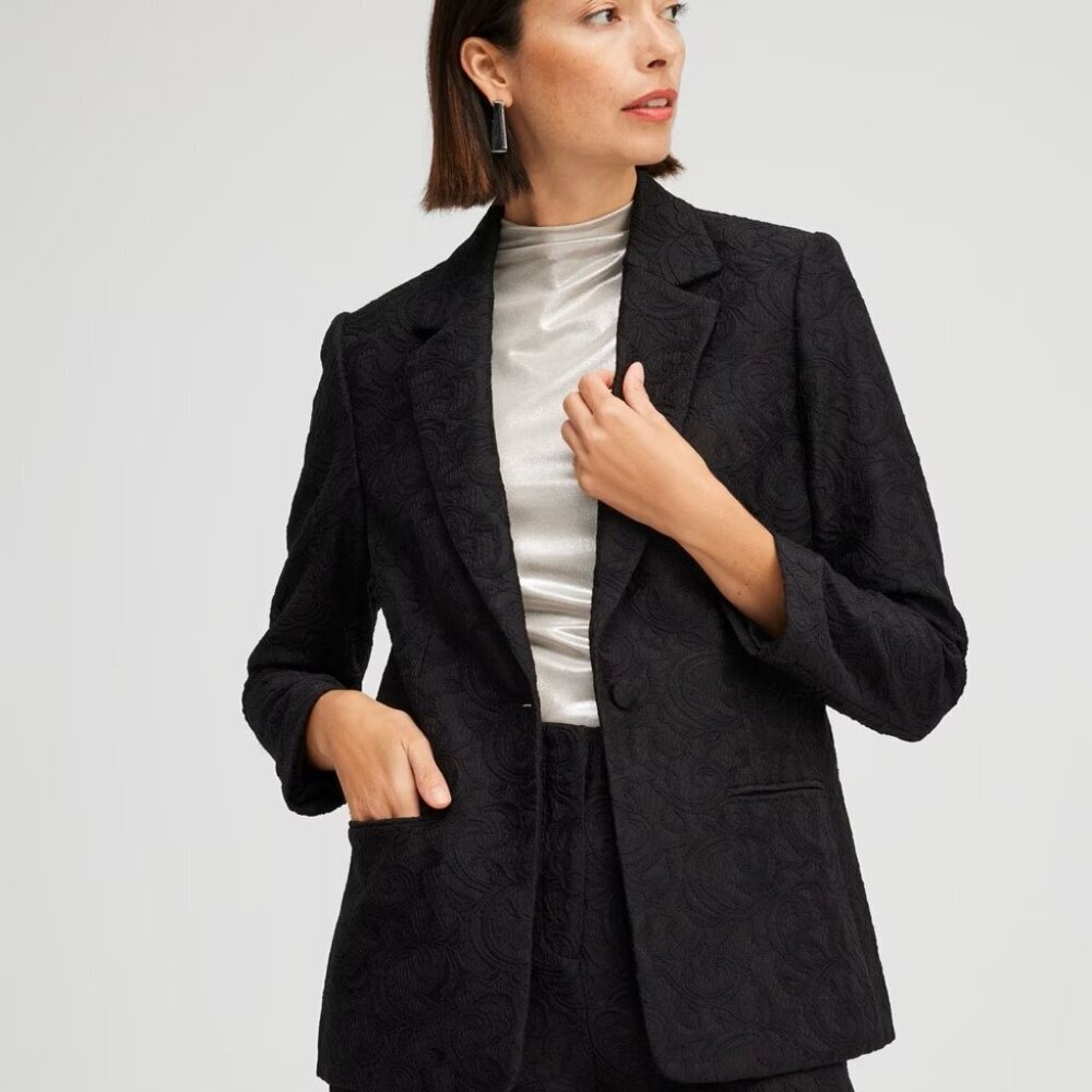 Chico's Black Label Lace Blazer, Size 12, Black. NWT.